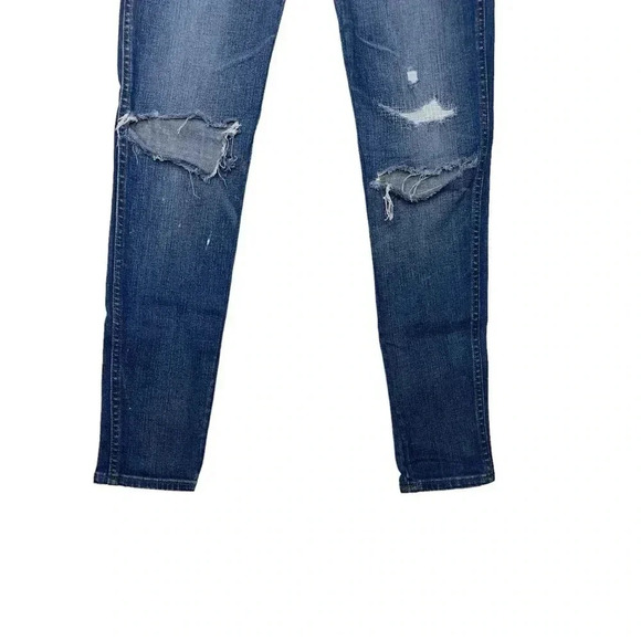 Madewell 9” High-Riser Skinny Skinny Distressed Blue  Wash Jeans Size 28 - Picture 5 of 10